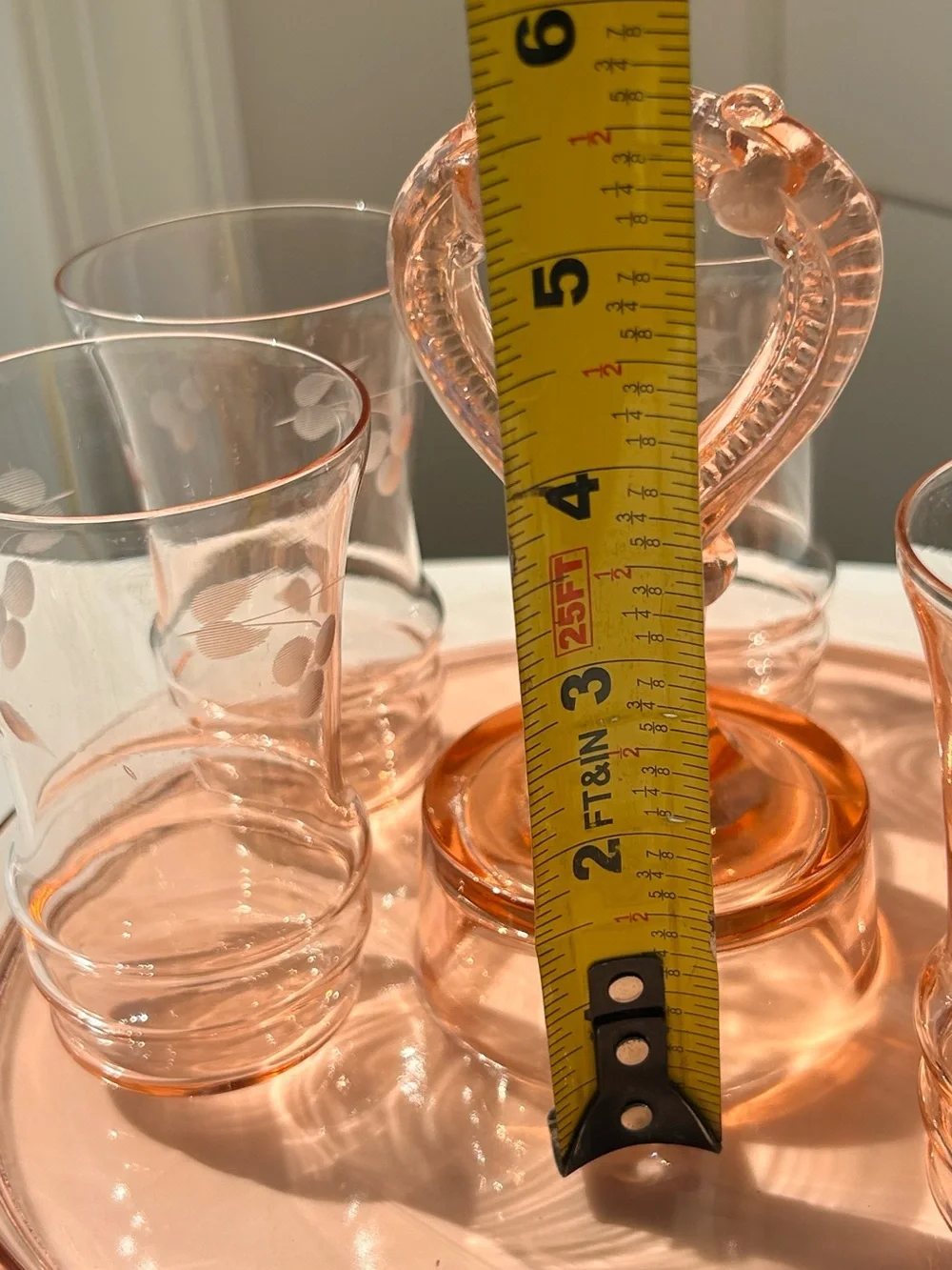Anchor Hocking Mayfair Bridge Poker tray Tumbler set 1930s pink depression glass